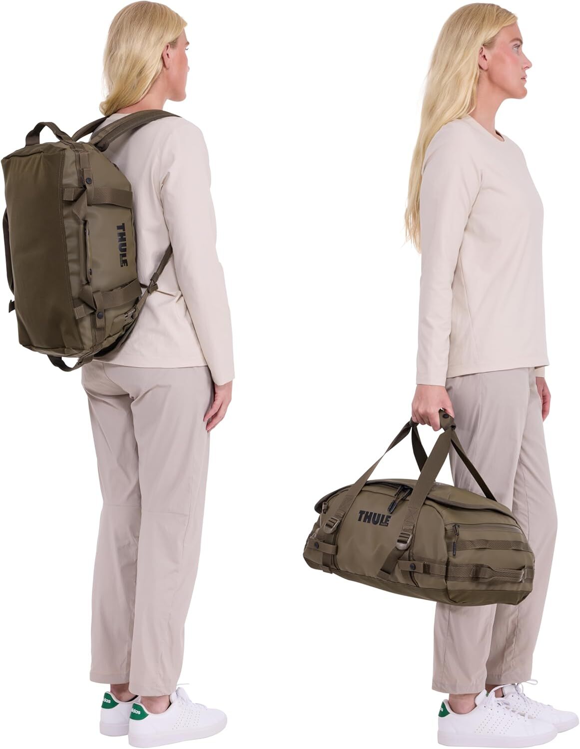 Thule Chasm 30L Duffel Overnight Bag Convertible Backpack Duffle in Deep Khaki