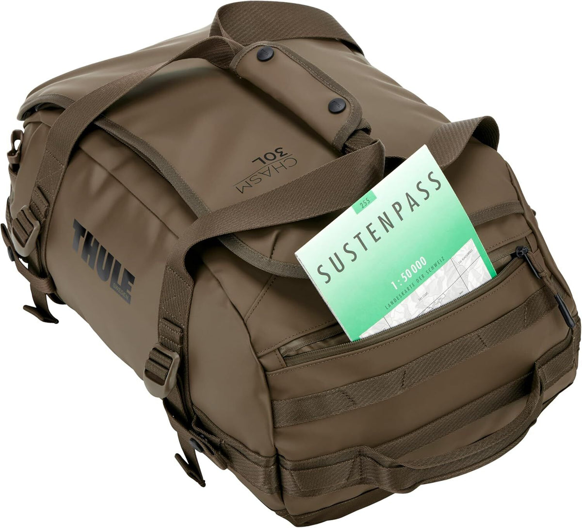 Thule Chasm 30L Duffel Overnight Bag Convertible Backpack Duffle in Deep Khaki