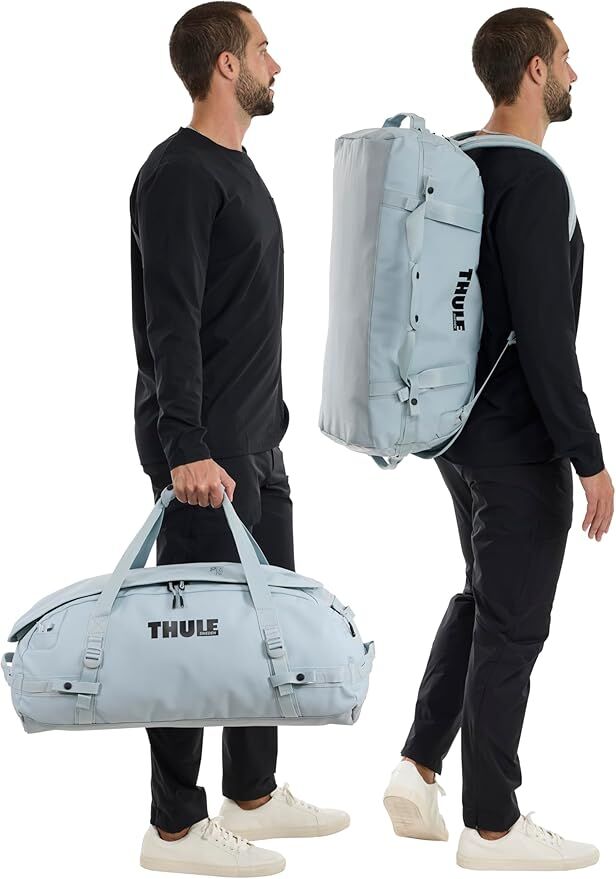 Thule Chasm 70L Duffel Overnight Bag Convertible Backpack Duffle in Soft Blue