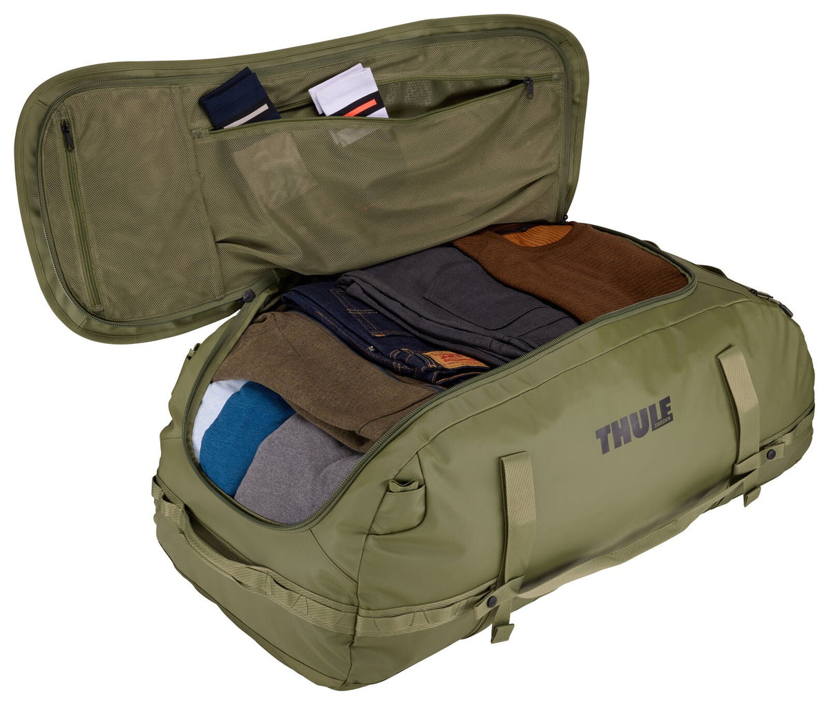 Thule Chasm 130L Duffel Overnight Bag Convertible Backpack Duffle in Olivine