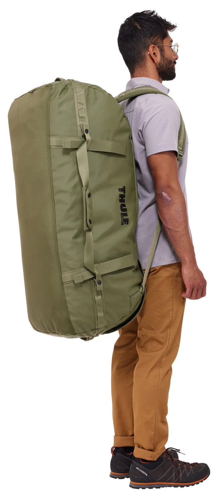 Thule Chasm 130L Duffel Overnight Bag Convertible Backpack Duffle in Olivine