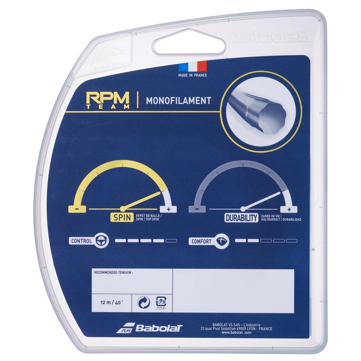 Babolat RPM Team Tennis String 1.25mm/17 Gauge in Black (Carlos Alcaraz)