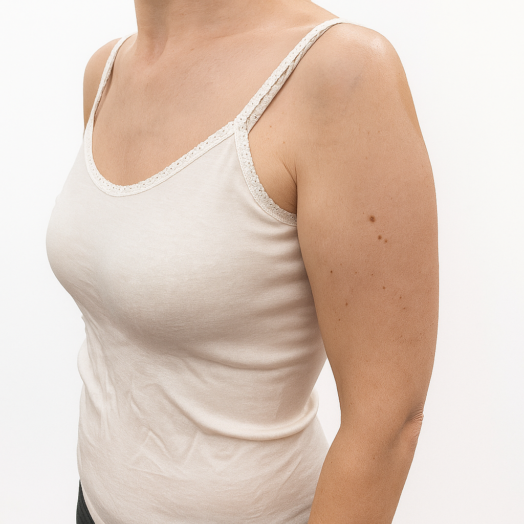 Thermo Fleece Ladies Pure Wool Camisole w Lace Thermal Thermals Top Singlet - Natural-3