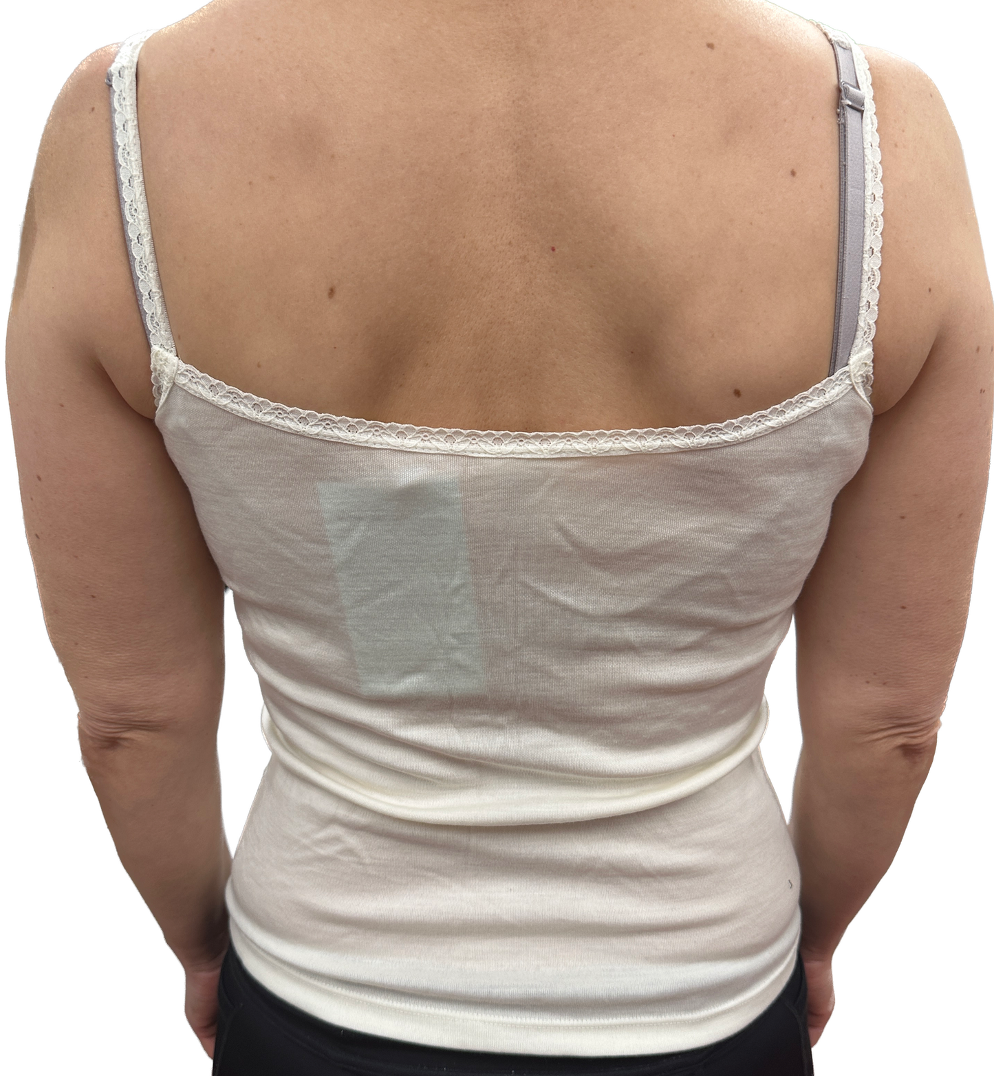 Thermo Fleece Ladies Pure Wool Camisole w Lace Thermal Thermals Top Singlet - Natural-4