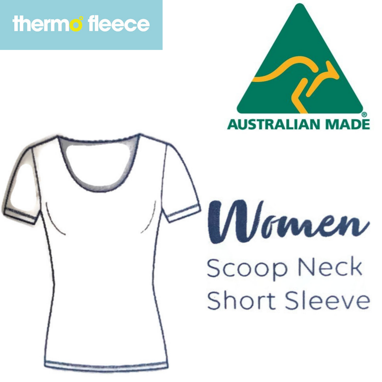 Ladies Scoop Neck Short Sleeve Thermal Top Merino Wool Blend Womens - Natural-2