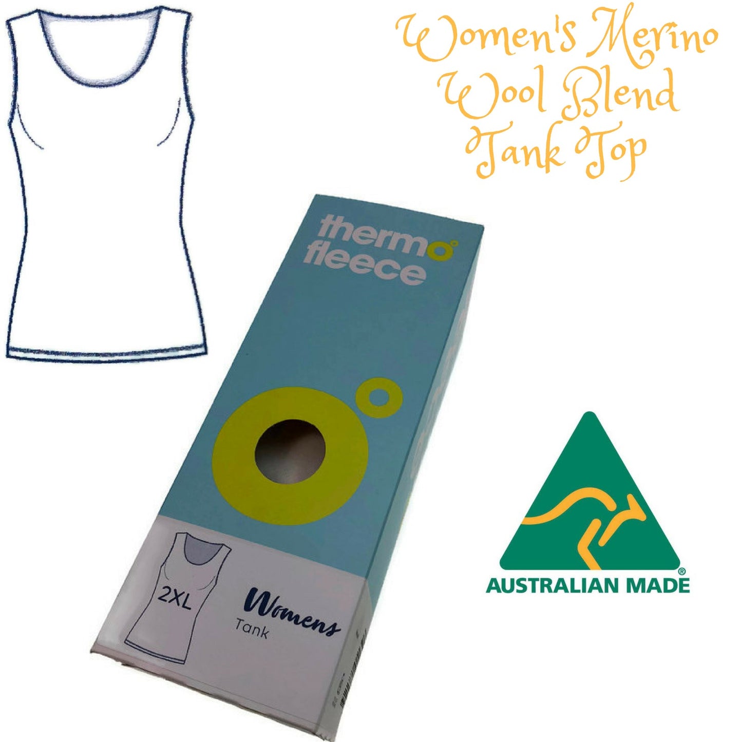 Thermo Fleece Merino Wool Blend Thermal Ladies Scoop Neck Tank Top with Lace-1