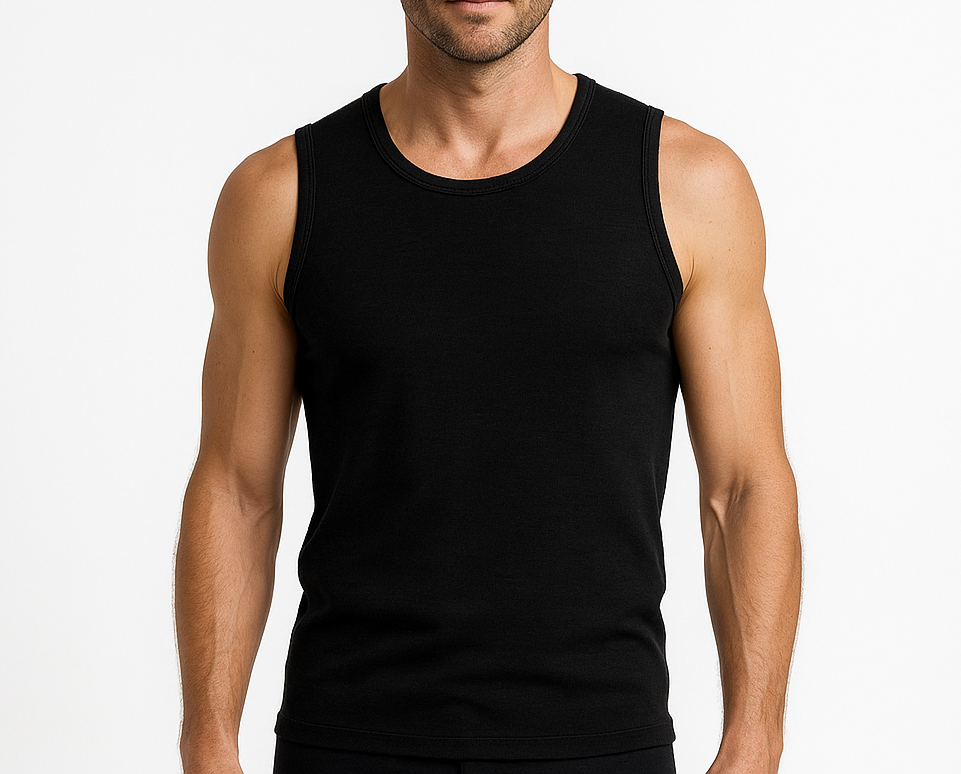 Mens 100% Pure Merino Wool Sleeveless Athletic SINGLET Top Thermal Underwear-4