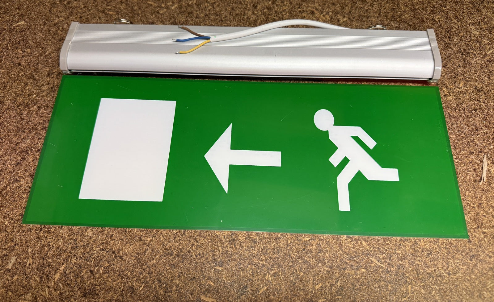 Slimline Emergency Exit Sign Light LED Ceiling Mount Running Man Double Sided - Left Arrow-0