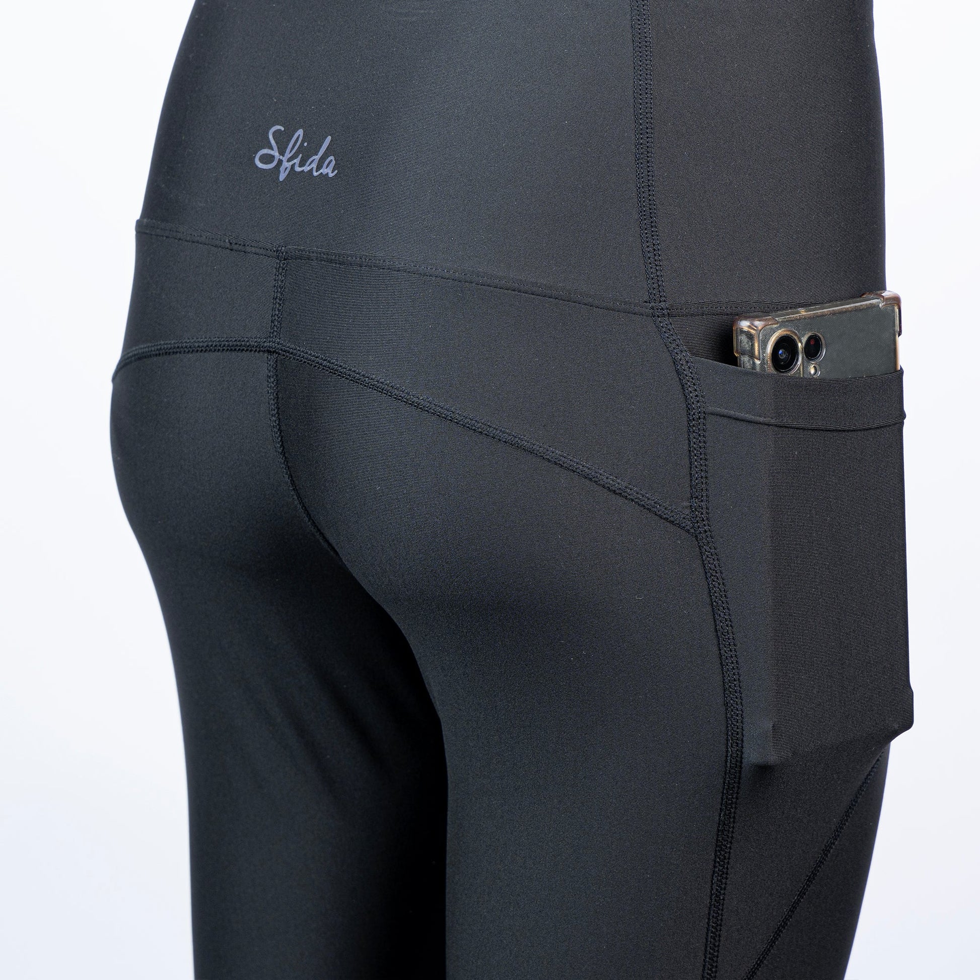 The Go Thermal - Ladies Black Phone Pocket Leggings-1