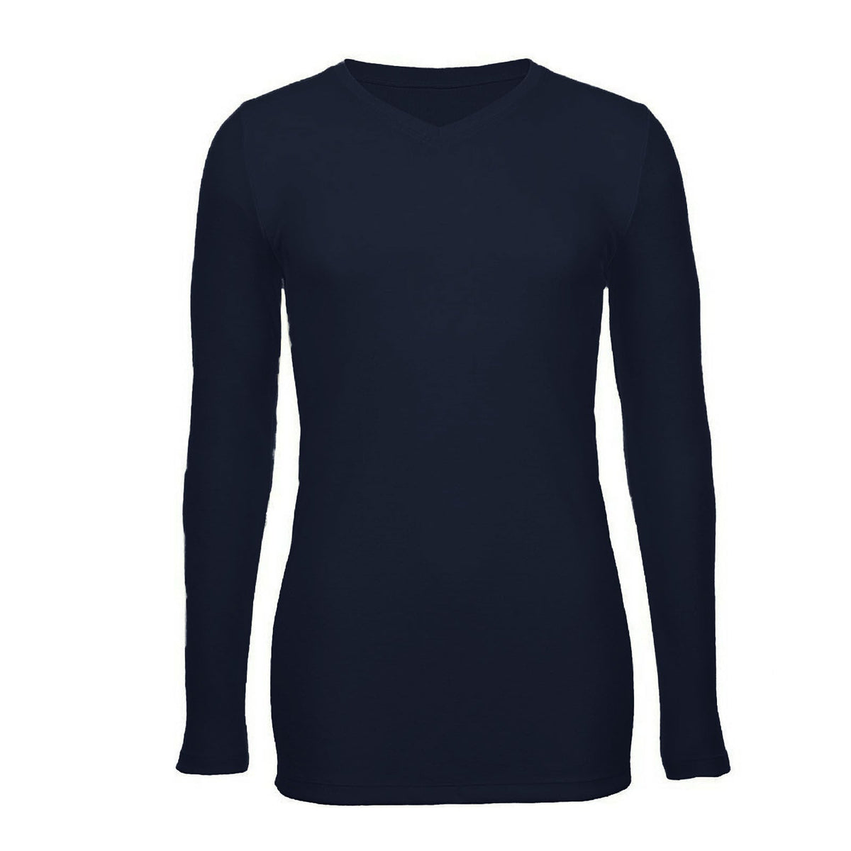 Mens 100% Pure Merino Wool Thermal Underwear V Neck Long Sleeve Top - Navy