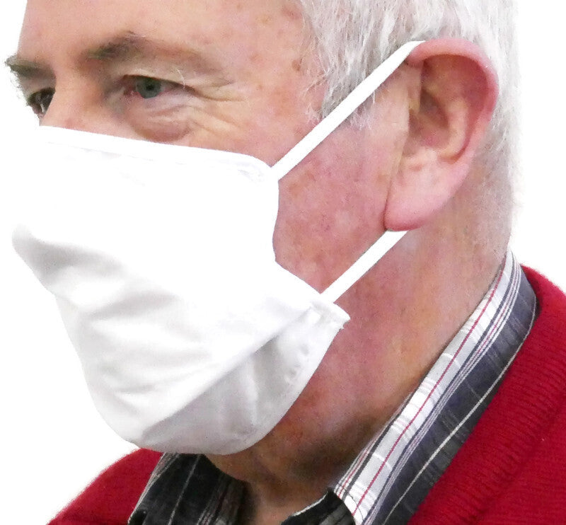 TIGERPLAST Fabric Face Mask Washable Reusable Mask Protect Anti-Microbial Mouth Cover - White-0