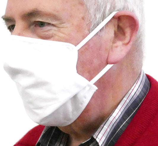 TIGERPLAST Fabric Face Mask Washable Reusable Mask Protect Anti-Microbial Mouth Cover - White-0