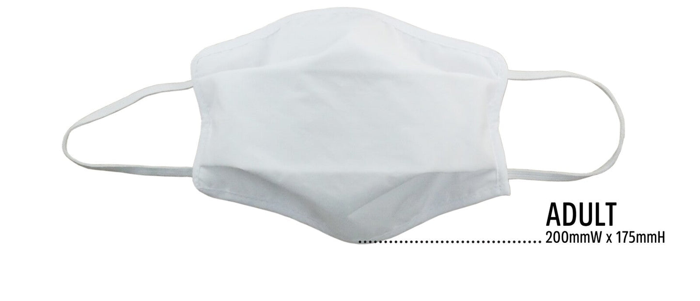 TIGERPLAST Fabric Face Mask Washable Reusable Mask Protect Anti-Microbial Mouth Cover - White-3