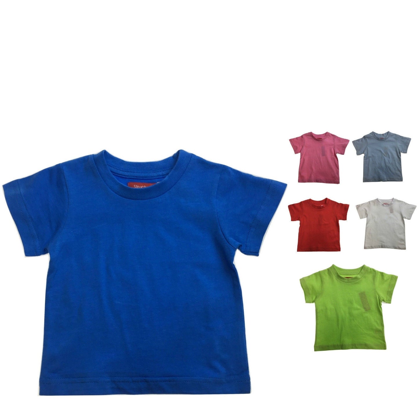 TODDLER PLAIN T SHIRT 100% COTTON Basic Blank Tee Top Teen Teenager Crew Kids-0