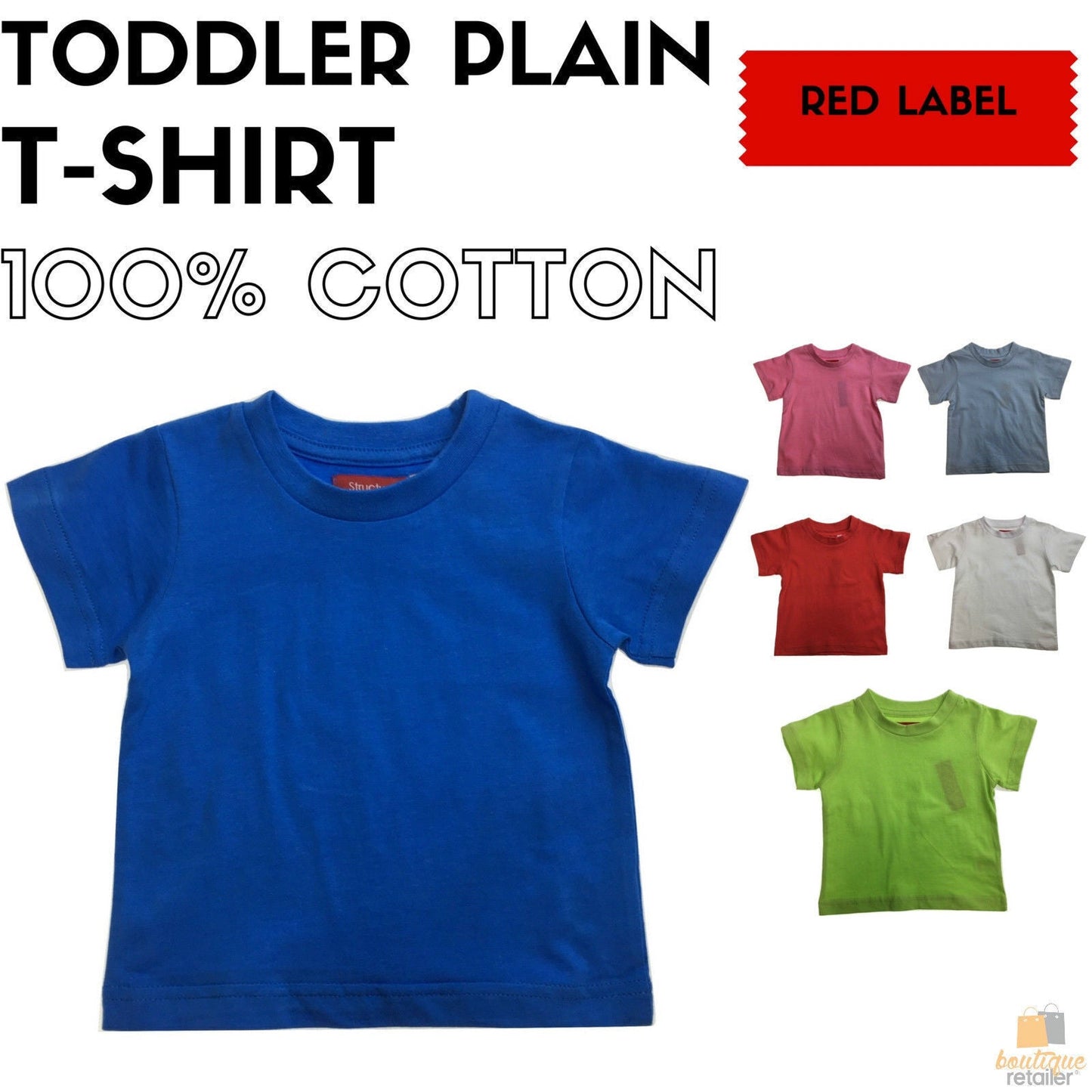 TODDLER PLAIN T SHIRT 100% COTTON Basic Blank Tee Top Teen Teenager Crew Kids-1