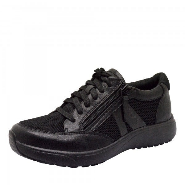 Alegria Traq Eazee Athletic Hiking Shoes w/ Easy-To-Zip Side Zipper - All Black-7