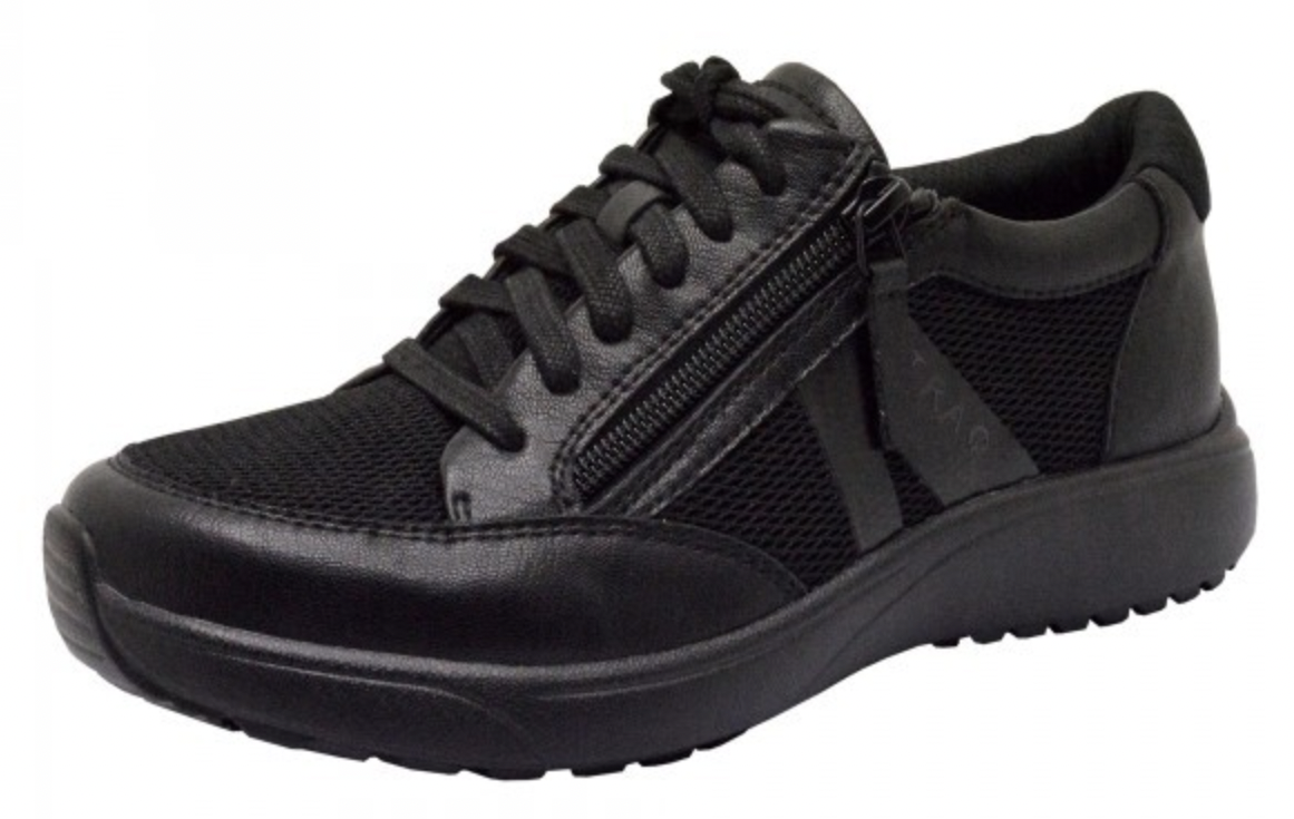 Alegria Traq Eazee Athletic Hiking Shoes w/ Easy-To-Zip Side Zipper - All Black-8