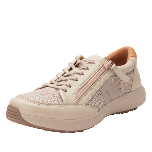 Alegria Womens TRAQ Eazee Athletic Lace-Up Sneaker Shoes with Side Zipper - Bone-0