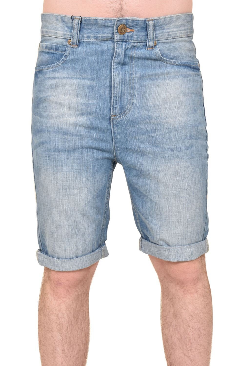 Crosshatch Mens Treyforth Trebor Jean Shorts in Light Denim-1