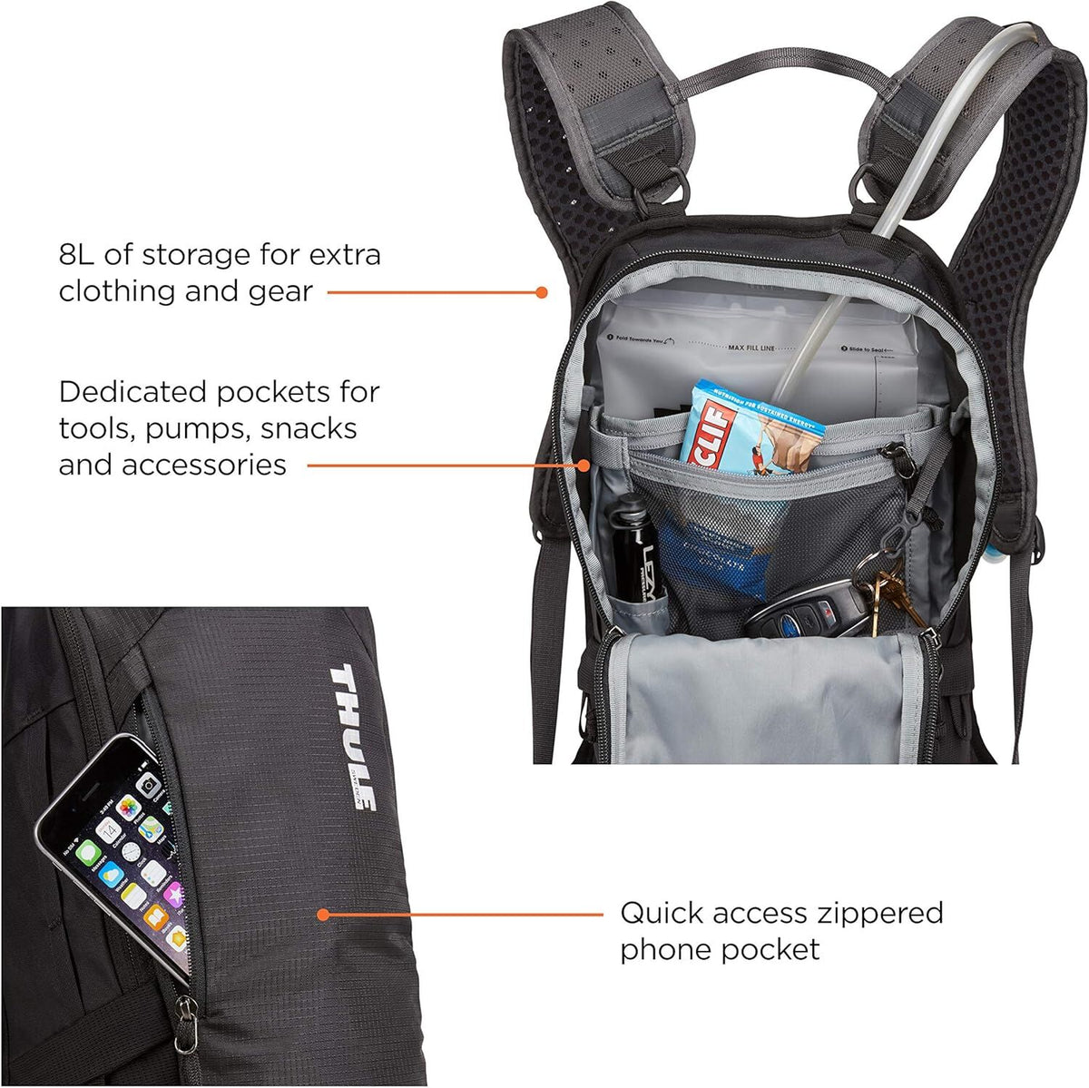 Thule Uptake Hydration Cycling Bike Riding Bag in Black (8L Storage + 2.5L Water Reservoir)