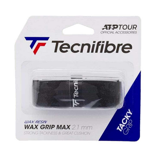 Tecnifibre Wax Tennis Replacement Grip Max Tacky Grip 2.1mm - Strong Tackiness in Black