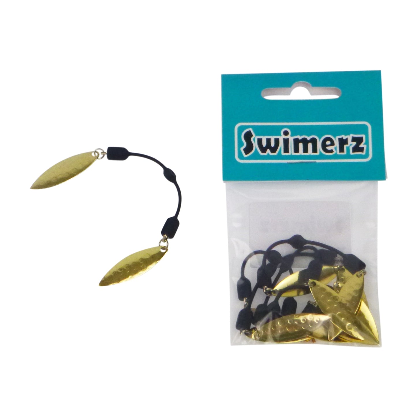 Swimerz Duo Tail Spinner, Hammered Brass, 5 Pack-1