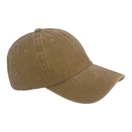 BSTC 6-Panel Baseball Cap, Distressed Cotton, Tan-0