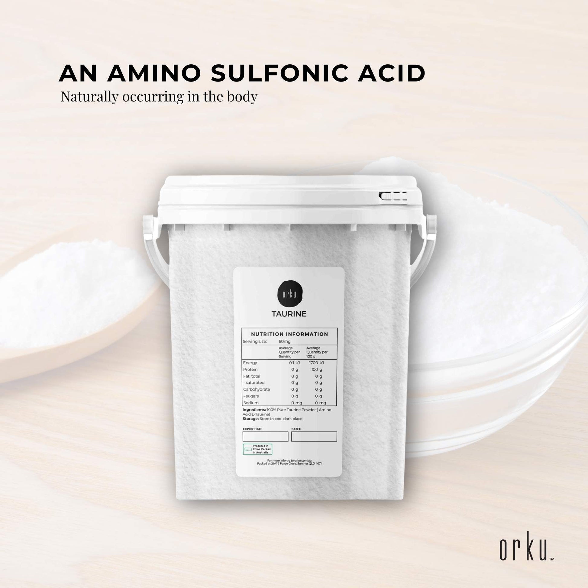 Taurine Powder Tub - Pure Amino Acid L-Taurine Vitamin Supplement Bulk-3