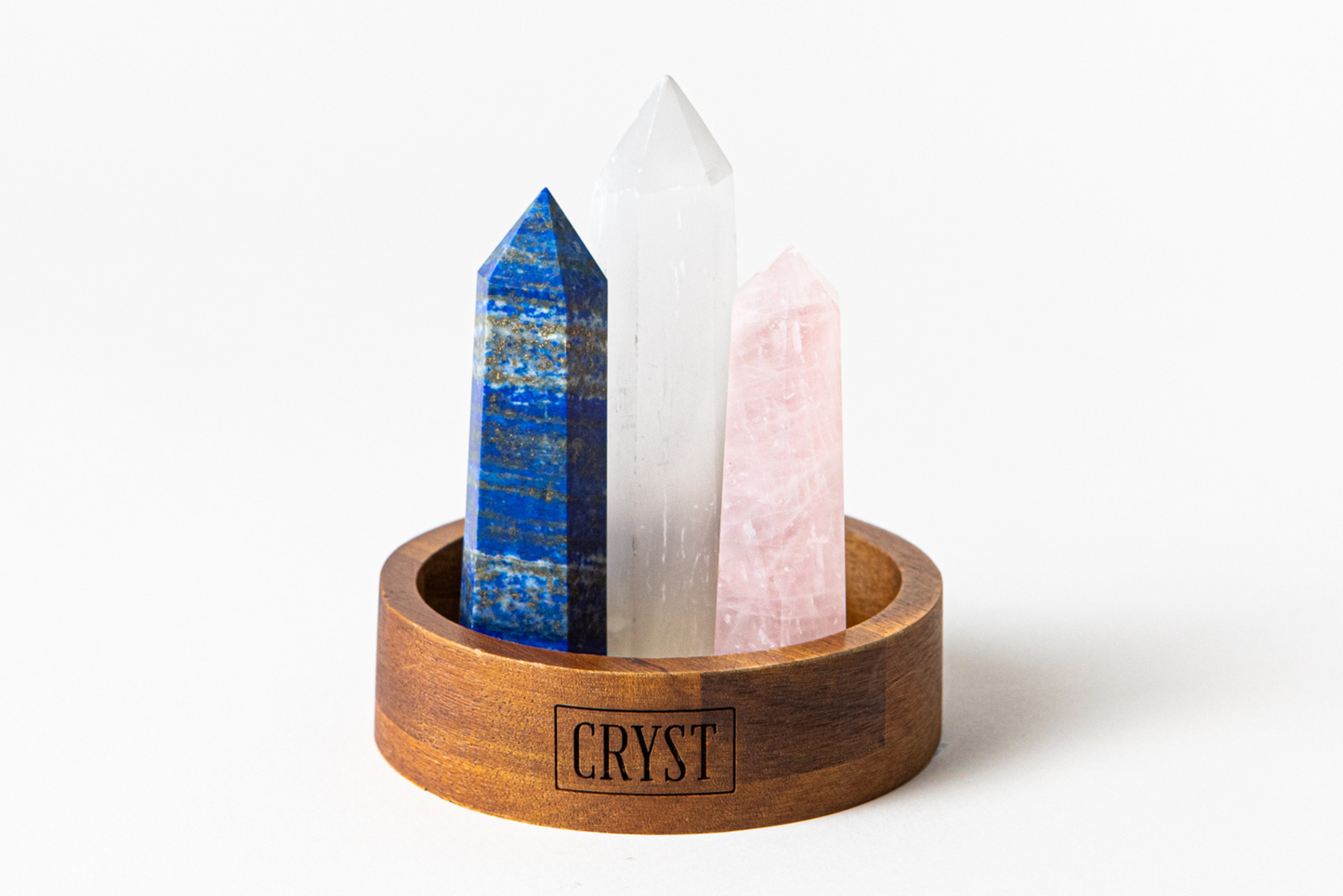 Taurus Crystal Trio - Rose Quartz, Selenite + Lapis Lazuli-3
