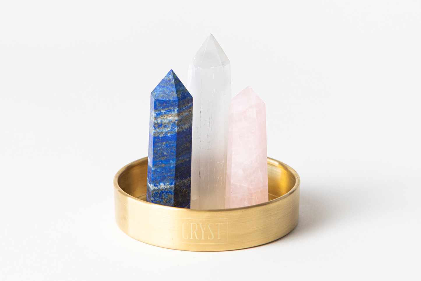 Taurus Crystal Trio - Rose Quartz, Selenite + Lapis Lazuli-0