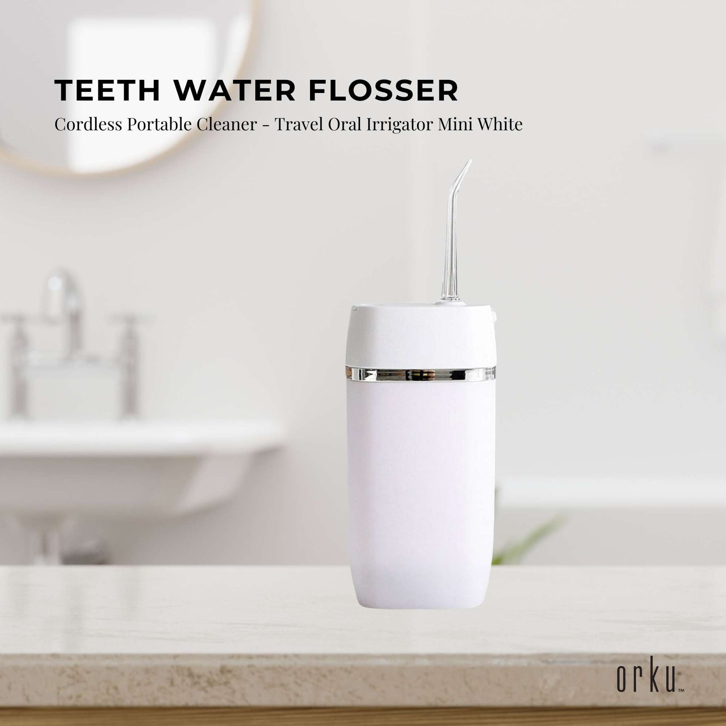Teeth Water Flosser Rechargeable Cordless Cleaner - Travel Oral Irrigator White-1