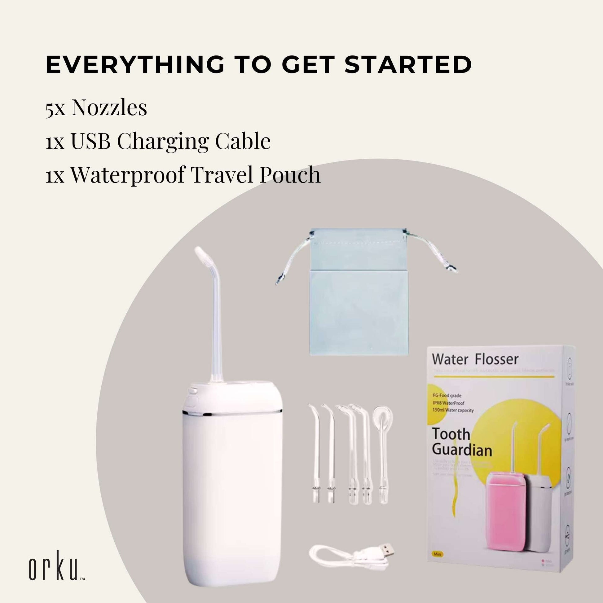 Teeth Water Flosser Rechargeable Cordless Cleaner - Travel Oral Irrigator White-4