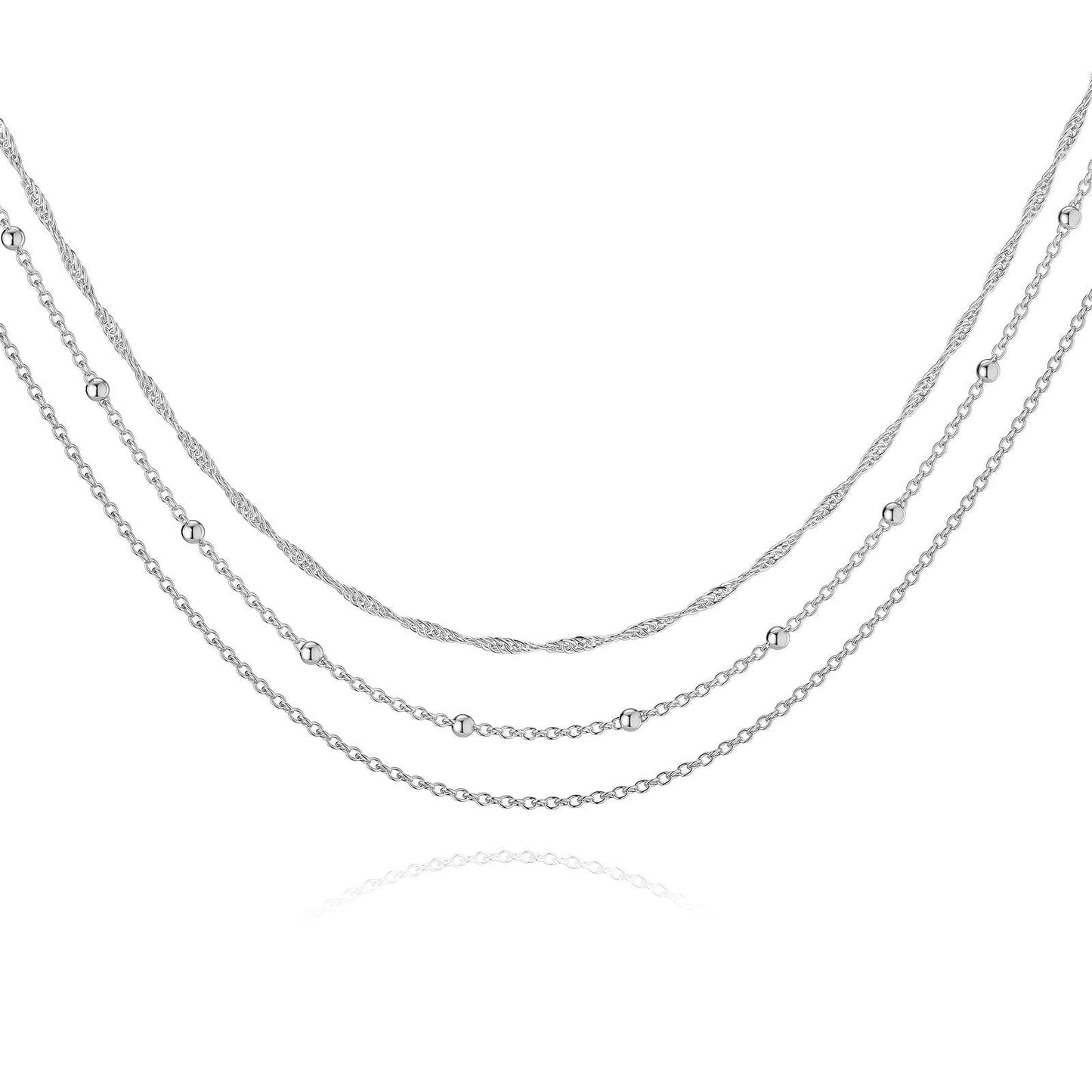 Three tiers of silver necklace – Tarnish Proof Jewellery-0