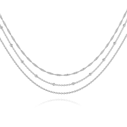 Three tiers of silver necklace – Tarnish Proof Jewellery-0
