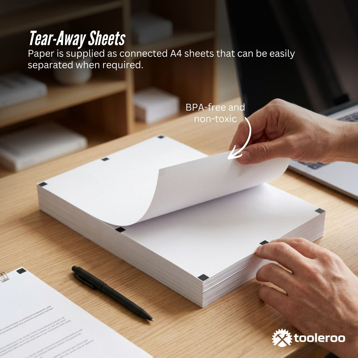 Tooleroo 20x 100 Sheet Pack A4 Thermal Printer Paper White - BPA Free Bulk-2