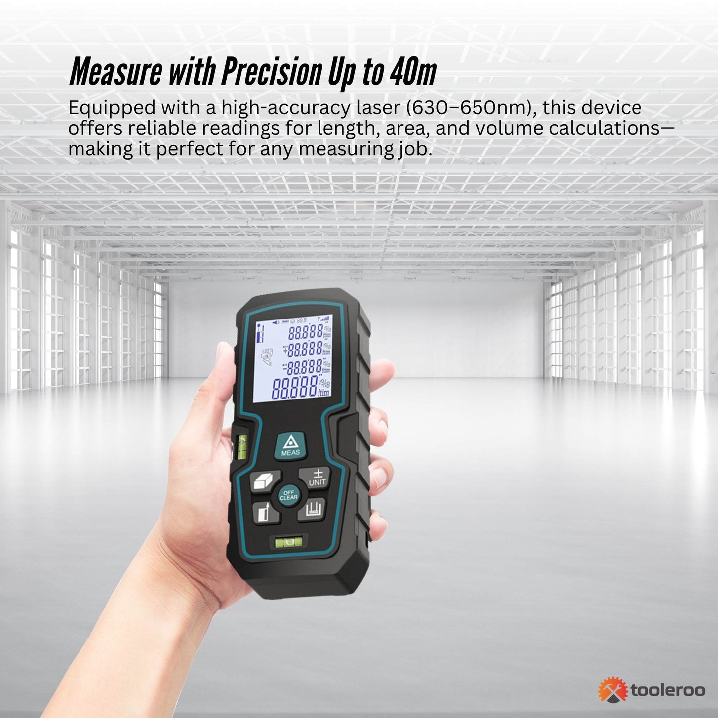 Tooleroo 40m Digital Laser Distance Measurer - LCD Area Volume Meter Tool-2
