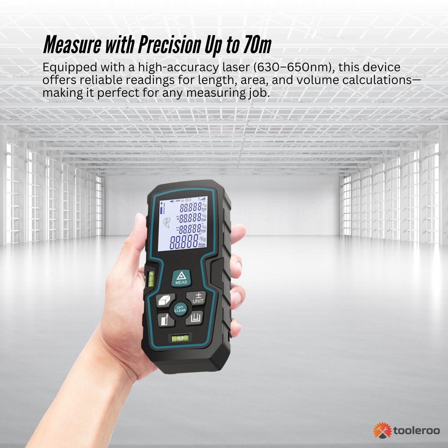 Tooleroo 70m Digital Laser Distance Measurer - LCD Area Volume Meter Tool-2