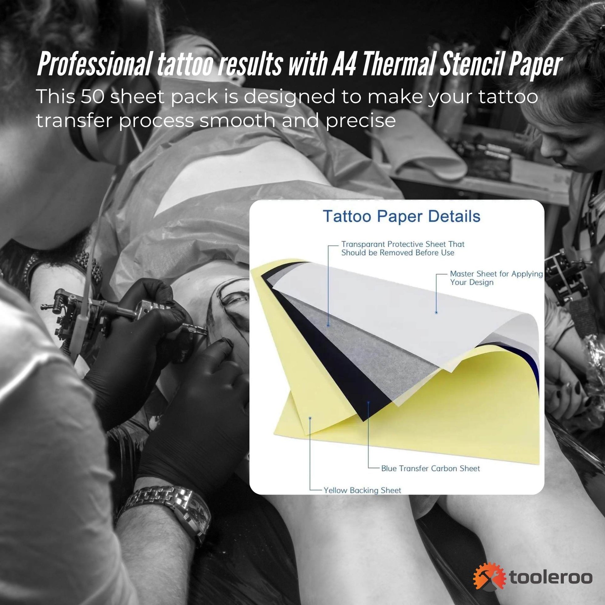 Tooleroo 50x Sheets A4 Tattoo Thermal Paper - for Professional Stencil Transfer-2