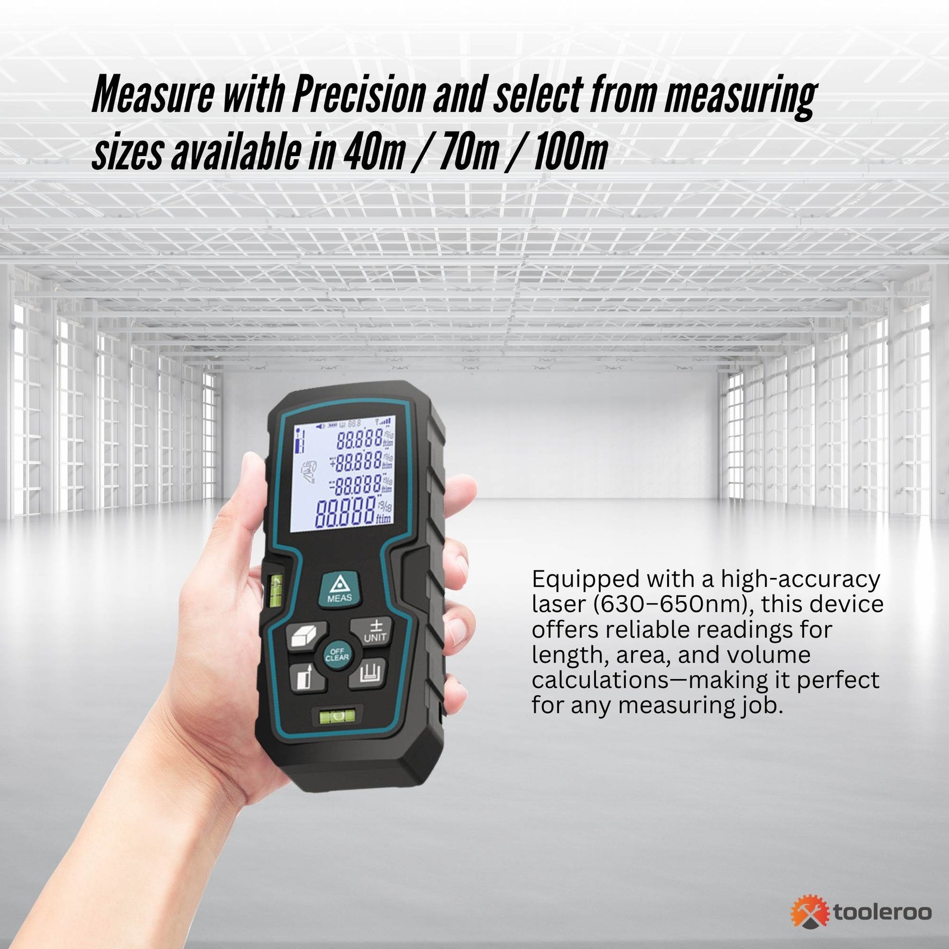 Tooleroo Digital Laser Distance Measurer - LCD Area Volume Meter Tool-2