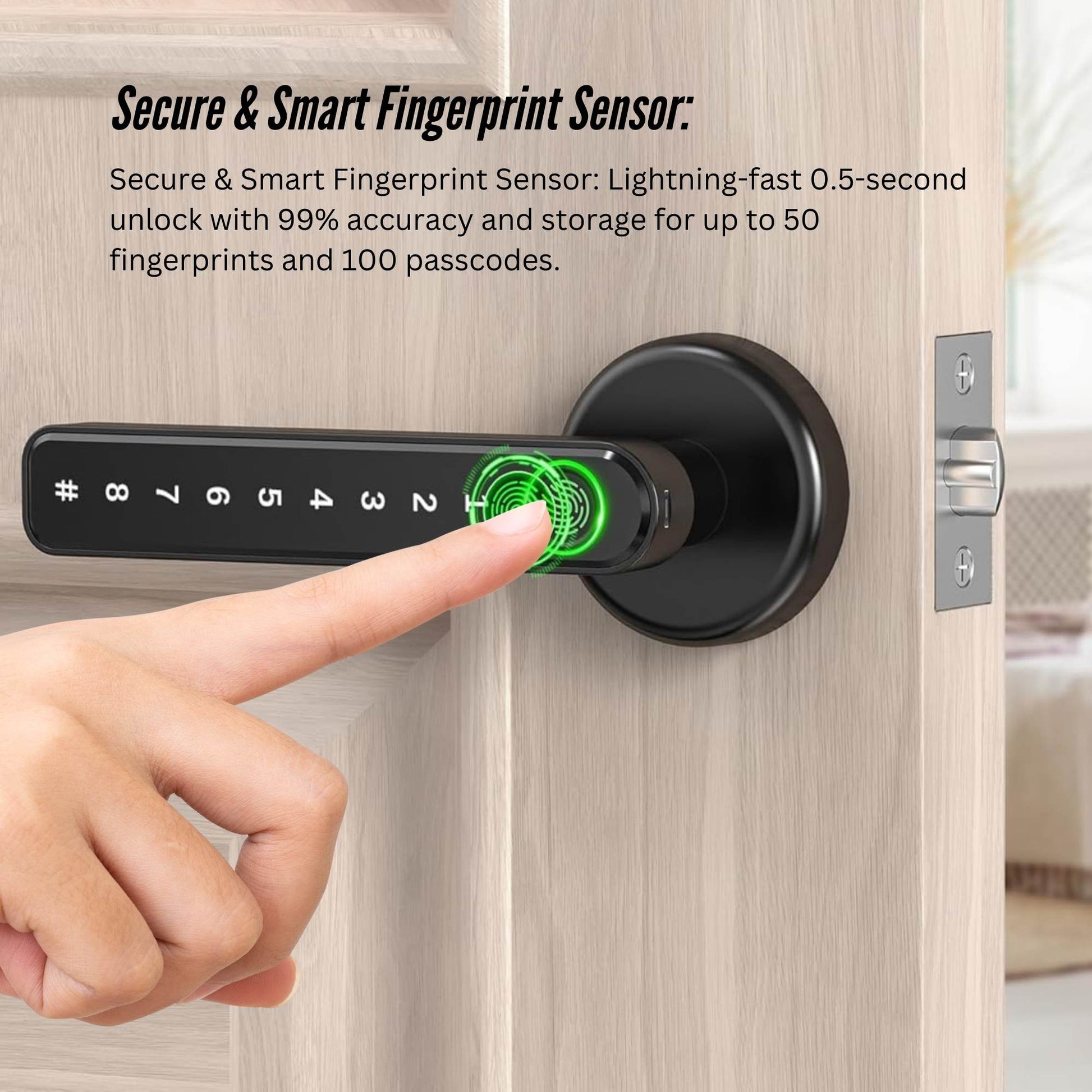 Tooleroo Digital Smart Door Lock Handle - 5in1 Keypad Home Entry Security System-4