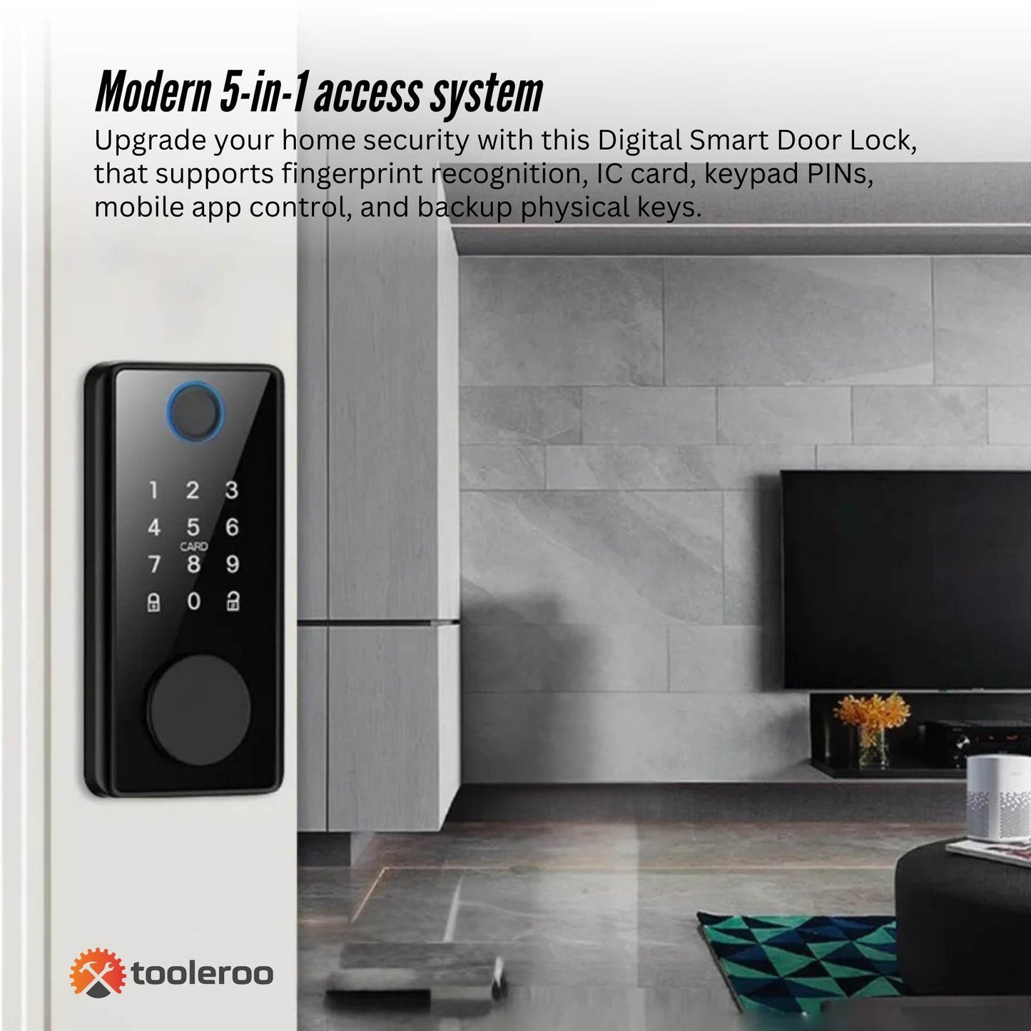 Tooleroo Digital Smart Door Lock Keypad - 5-in-1  Home Entry Security System-2