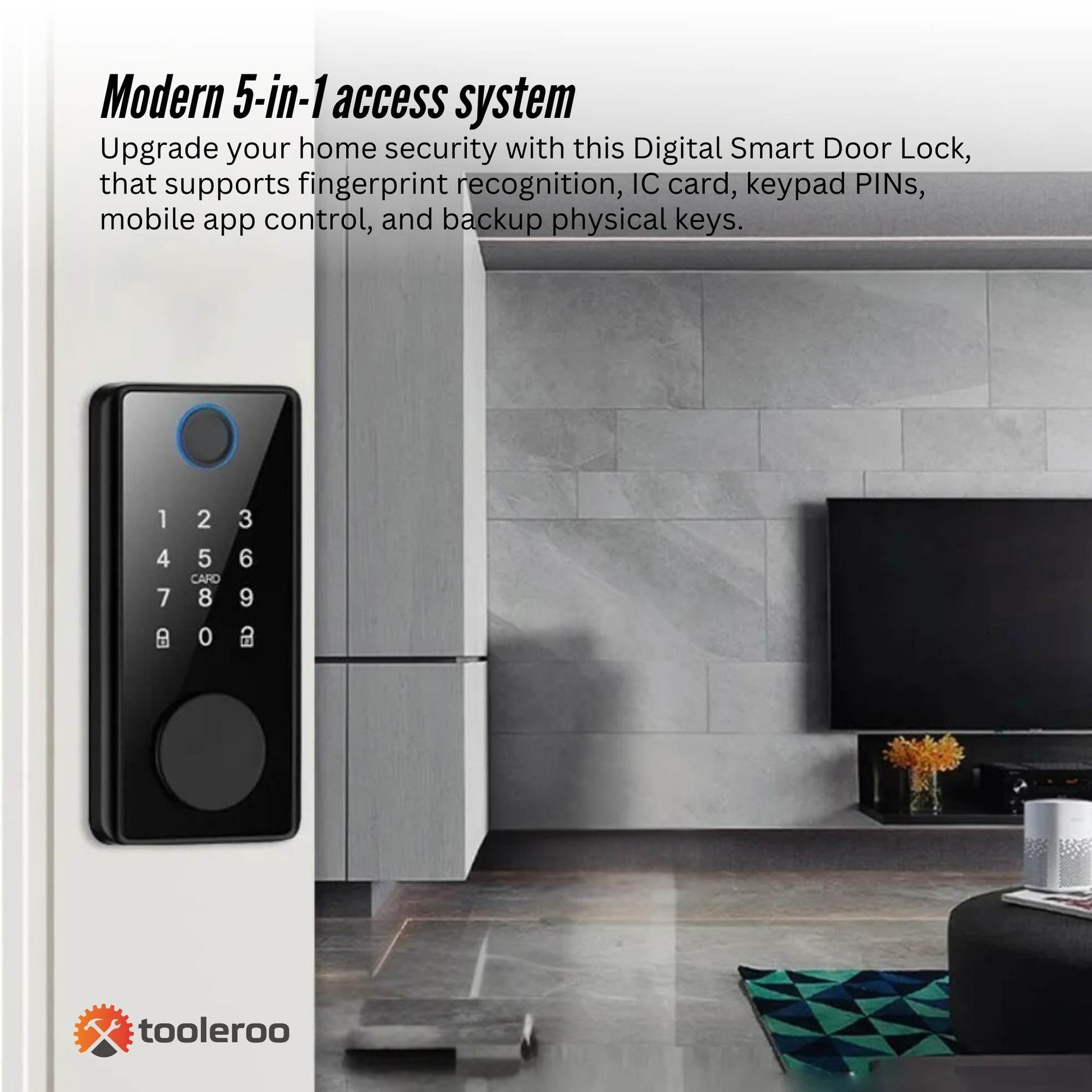 Tooleroo Digital Smart Door Lock Keypad - 5-in-1  Home Entry Security System-2