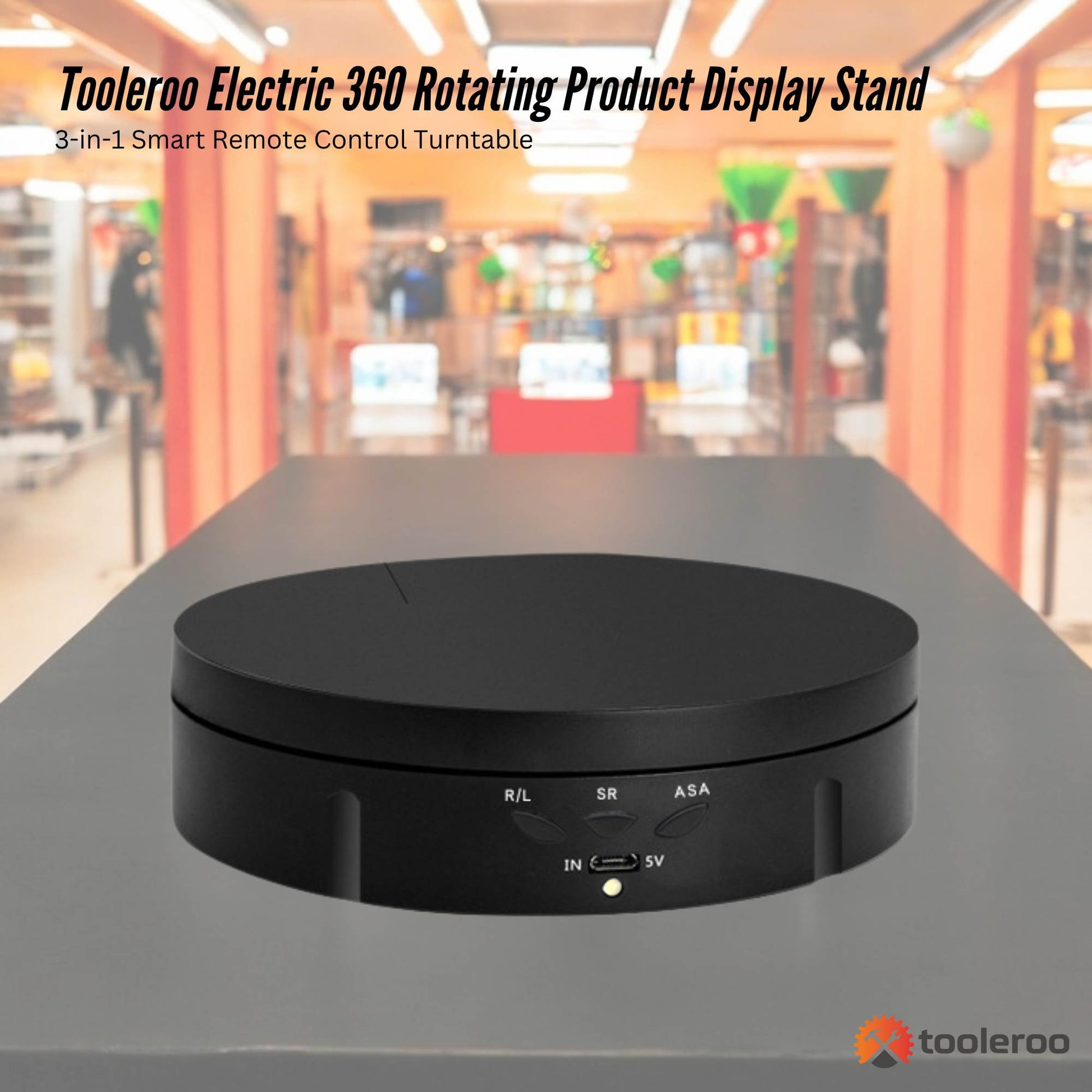 Tooleroo Electric 360 Rotating Product Display Stand Black for Merchandise Video-1