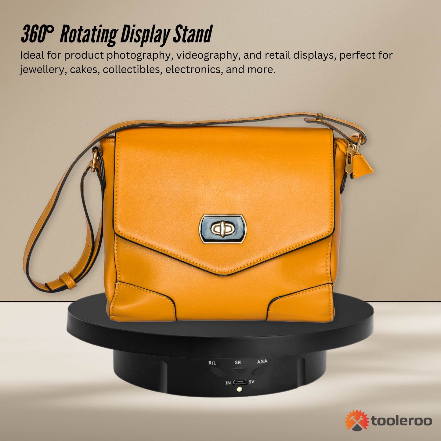 Tooleroo Electric 360 Rotating Product Display Stand Black for Merchandise Video-2