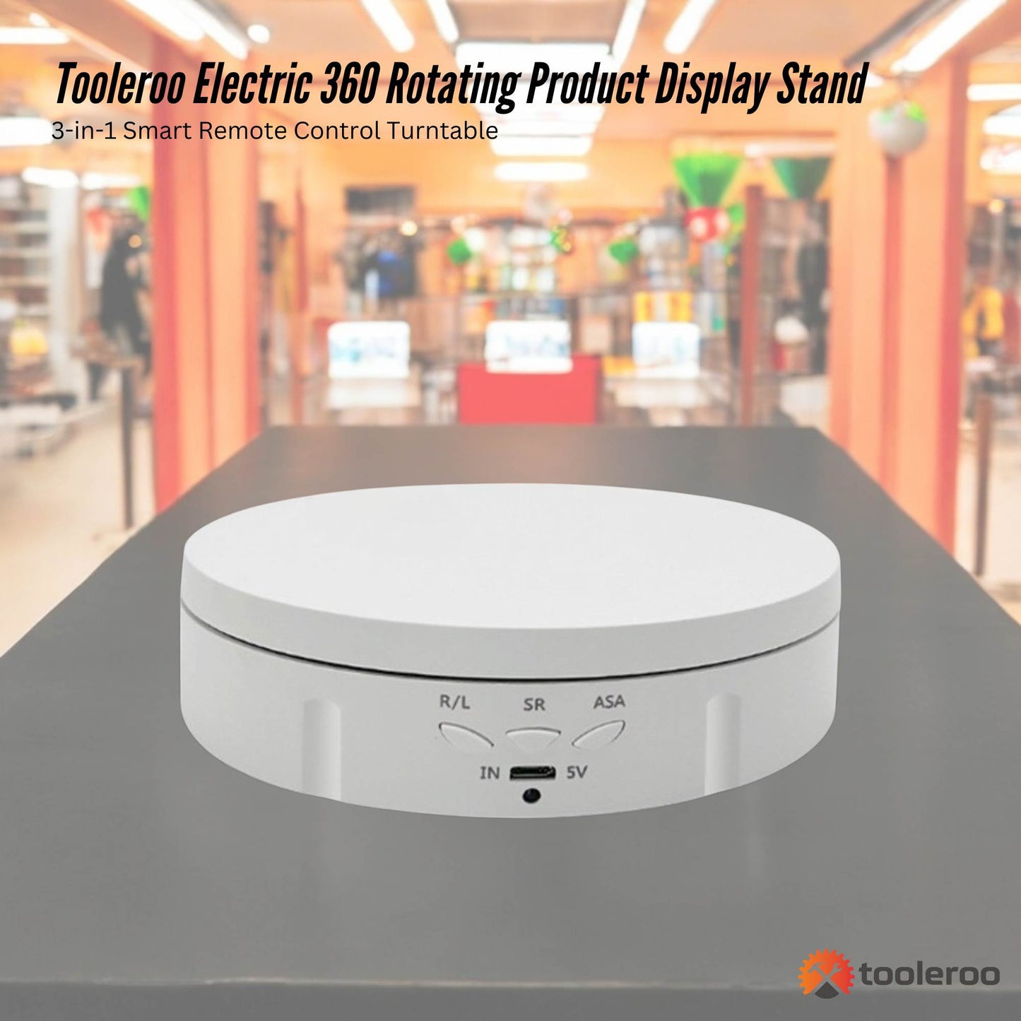 Tooleroo Electric 360 Rotating Product Display Stand White for Merchandise Video-1