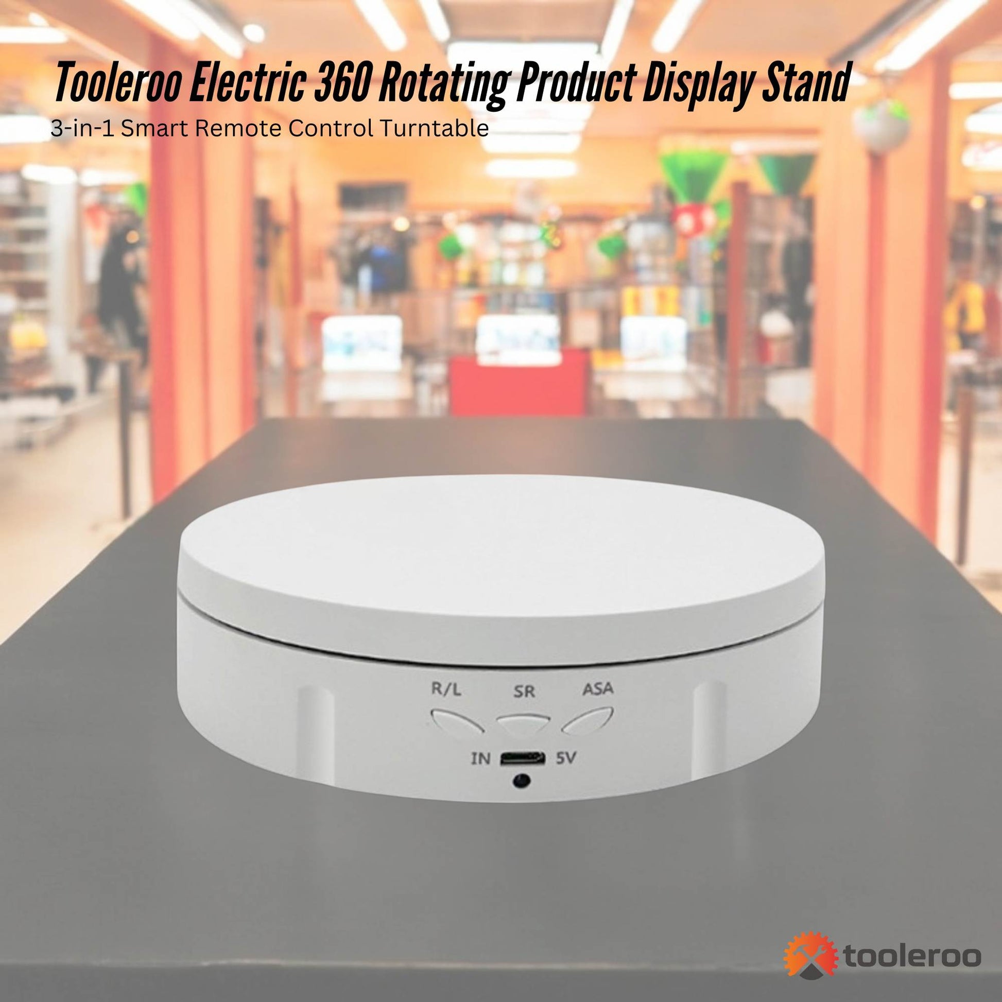 Tooleroo Electric 360 Rotating Product Display Stand White for Merchandise Video-1