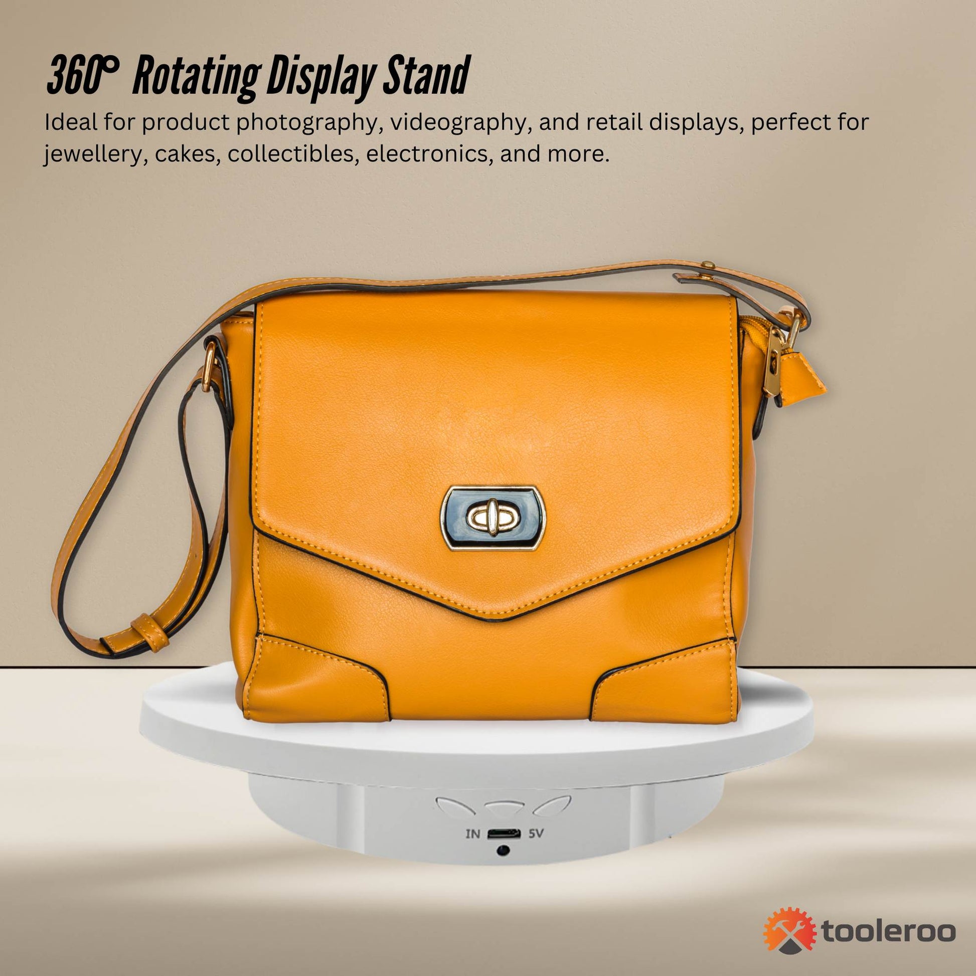 Tooleroo Electric 360 Rotating Product Display Stand White for Merchandise Video-2