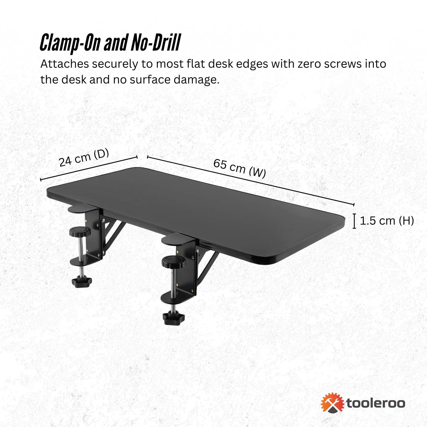 Tooleroo Folding Tray Desk Extender - Clamp-On Table Extension Shelf Black-3