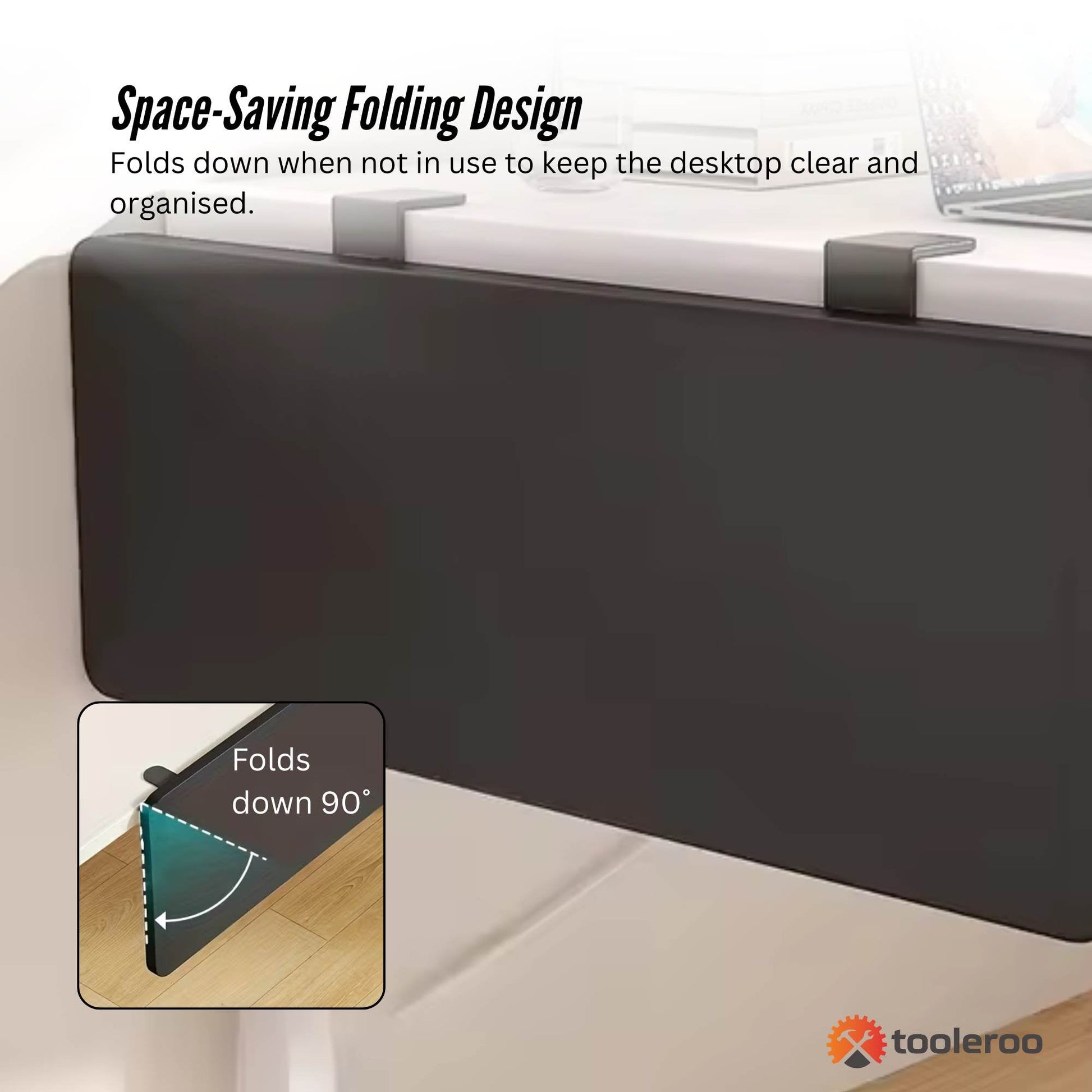 Tooleroo Folding Tray Desk Extender - Clamp-On Table Extension Shelf Black-4