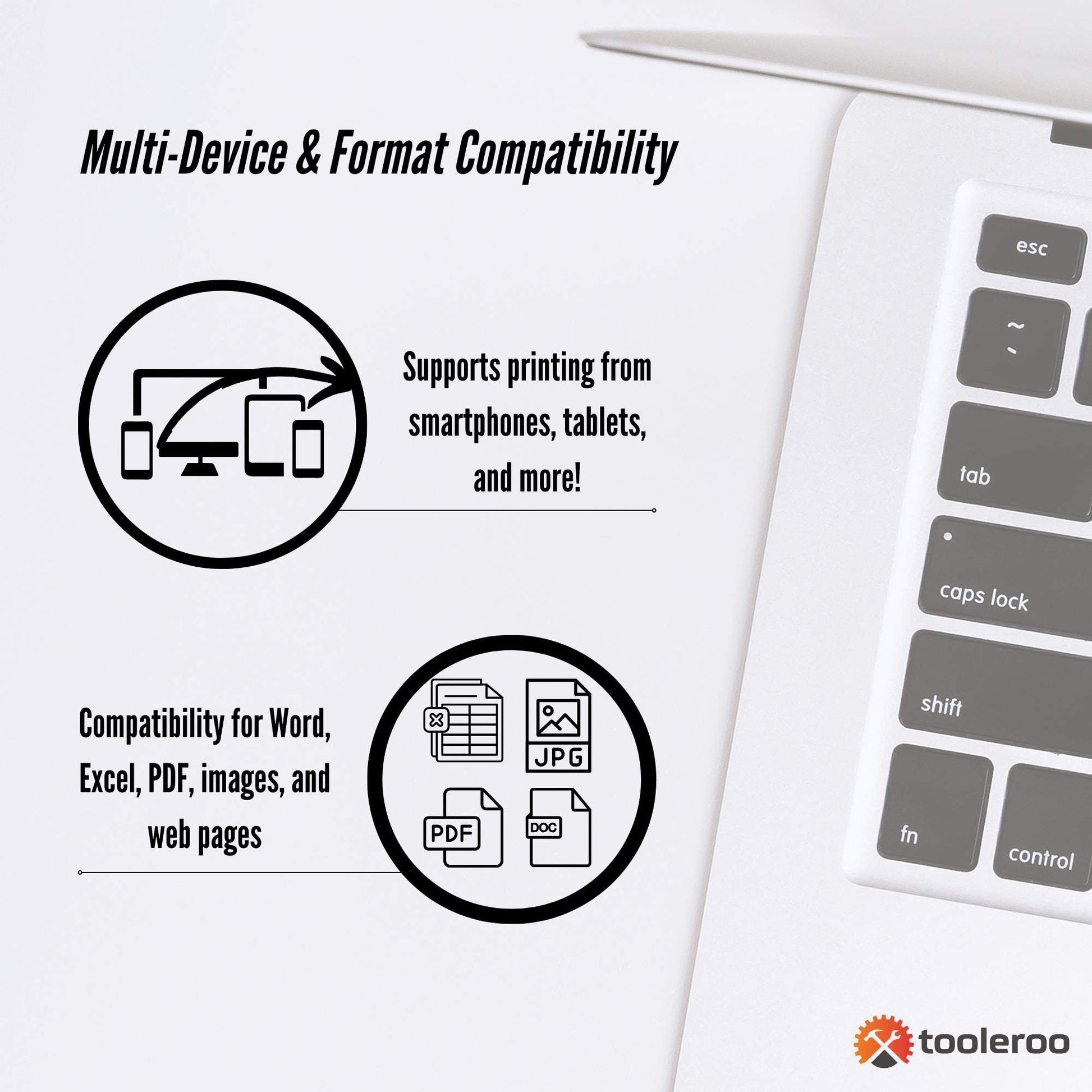 Tooleroo Portable A4 Thermal Printer Black + Paper Kit - Wireless and Inkless-3